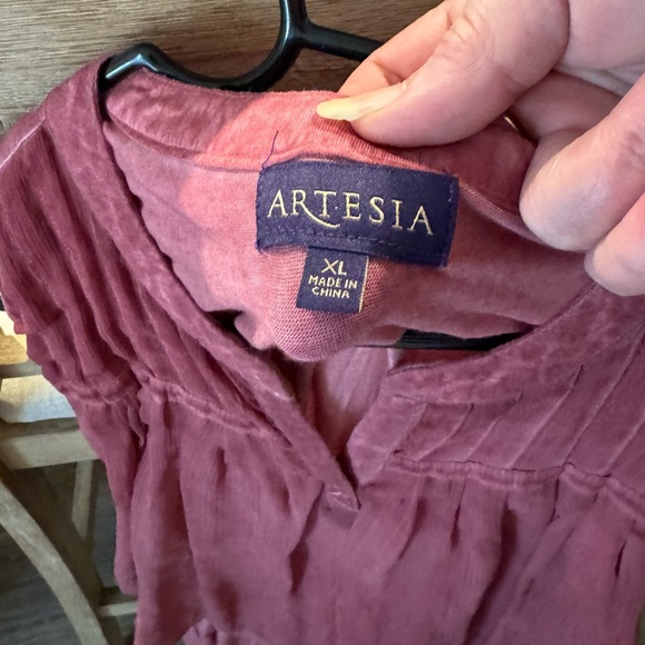 Artesia Layered Ruffle Lace Tunic Tank Shirt Women XL Dusty Rose Boho NWOT!! - Picture 11 of 12